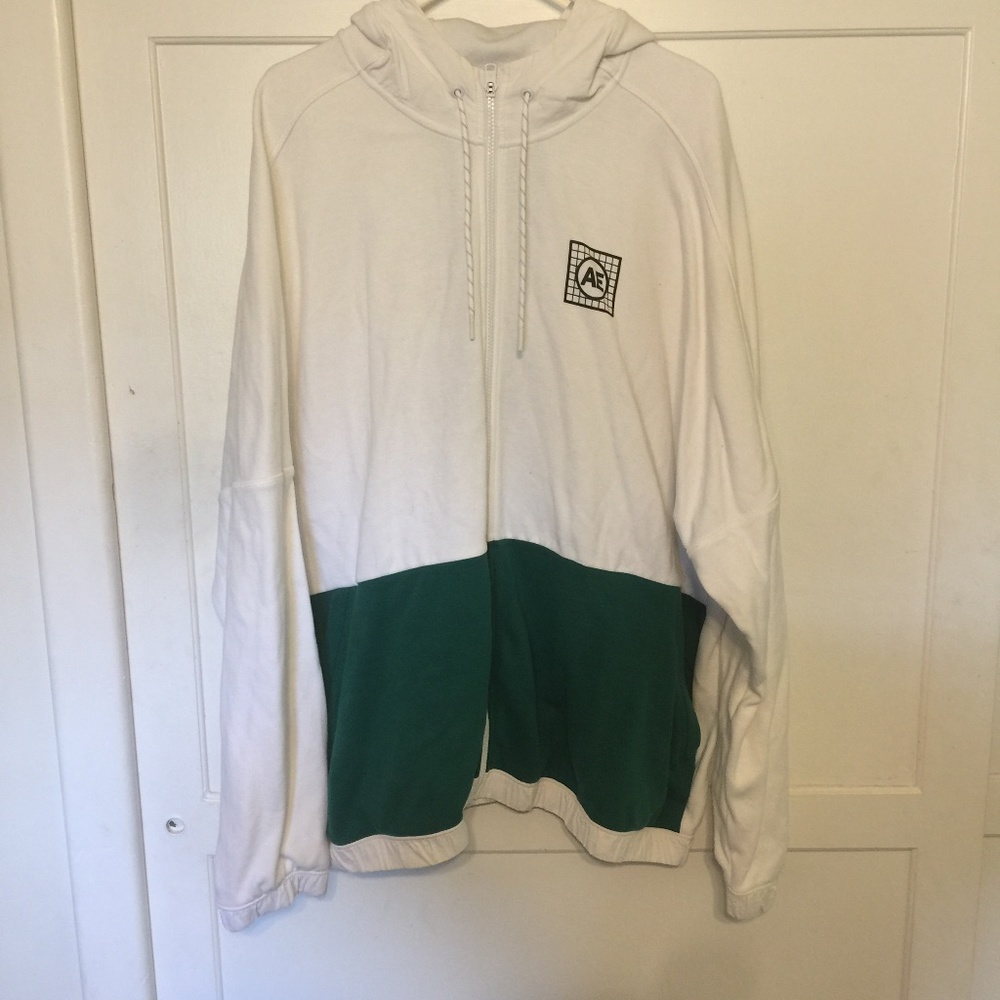 White and Green Zip-up Jacket